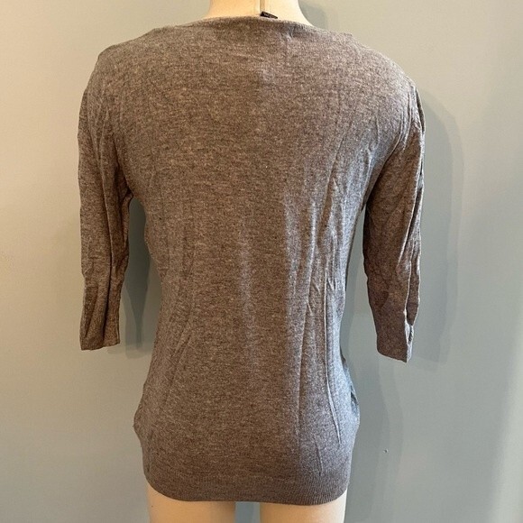 Forever 21 Grey Wool Blend LOVE Studded 3/4 Sleeve Sweater Small - Picture 3 of 7